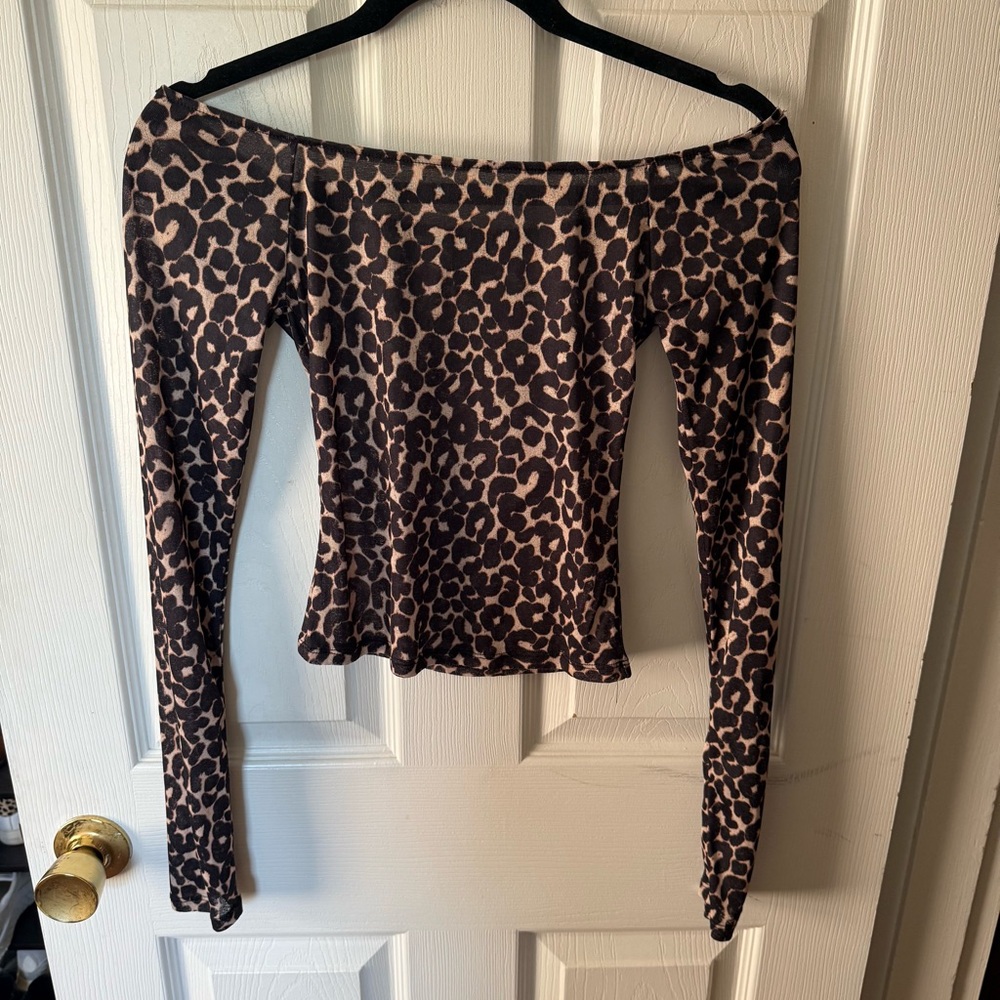 Wild Fable Leopard Print Off-Shoulder Top